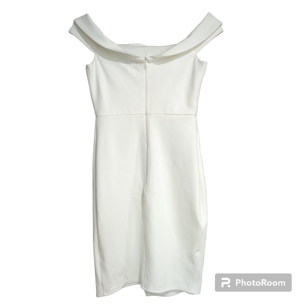 Ivory Off-Shoulder Mini-Dress - Picture 2 of 6